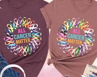 All Cancer Matter Shirt, Multicolored Ribbon Shirt, Cancer Support Shirt, Cancer Warrior Shirt, Cancer Survivor Gift, Cancer Fighter Tees