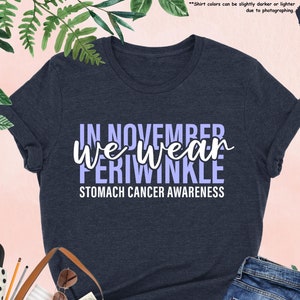 Stomach Cancer Shirt, In November We Wear Periwinkle Shirt, Stomach Cancer Awareness Tee, Stomach Cancer Ribbon Shirt, Cancer Support Shirt