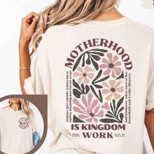 Comfort Colors Motherhood Is Kingdom Work Shirt,Christian Mom Shirt,Religious Mom Shirt,Mothers Day Gift,Bible  Shirt,Christian Mothers Gift