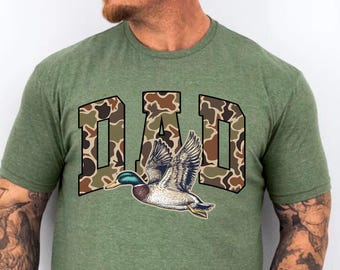 Camo Flying Mallard Duck Dad Shirt, Camo Dad Shirt, Hunting Dad Shirt, Fathers Day Gift, Hunter Shirt, Hunting Gift for Dad, Husband Tee