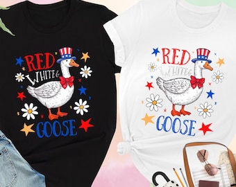 Red White and Goose Shirt, Cute American Goose Shirt, Funny 4th of July Shirt, USA Goose Shirt, Goose Patriotic Shirt, Independence Day Gift