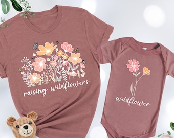 Raising Wildflowers Shirt, Wildflower Shirt, Mama and Mini Shirt, Mama Baby Matching Shirt,Mom And Daughter,Mothers Day Shirt,Mama Mini Gift
