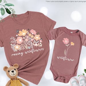 Raising Wildflowers Shirt, Wildflower Shirt, Mama and Mini Shirt, Mama Baby Matching Shirt,Mom And Daughter,Mothers Day Shirt,Mama Mini Gift