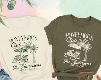 Custom Honeymoon Club Shirt, Beach Honeymoon Tee, Hubby and Wifey Tshirt, Couple Tee, Mr And Mrs Shirts, Newlywed Gifts, Just Married Tees
