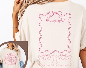 Comfort Colors Coquette Last Day Of School Shirt, Official Autograph Shirt, End of School Year Gift, Student Memorial Shirt, Signature Shirt