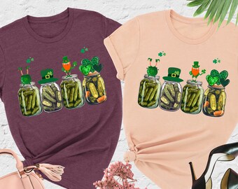 St. Patrick's Day Pickle Shirt, St Patrick's Day Shirt, Pickle Lover Gift, Cute Shamrock Shirt, Lucky Shirt, Irish Shirt, Four Leaf Clover
