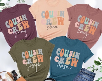Personalized Cousin Crew Shirt, Cousin Matching Shirts,Custom Name Kids Shirt,Retro Cousin Crew Tee,Cousin Trip,Cousin Party,Gift For Cousin