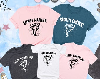 Tornado Family Shirts, Storm Chaser, Tiny Tornado, Big Tornado, Storm Watcher, Funny Family Shirts, Mom And Baby Shirts, Family Matching Tee