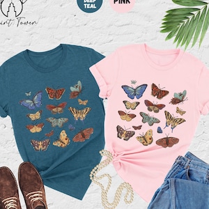 Butterfly Shirt, Colorful Butterflies Shirt, Butterfly Lover Gift, Botanical Shirt, Women Butterfly Shirt, Gardening Shirt,Butterflies Tee