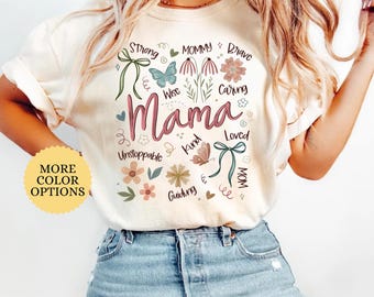 Comfort Colors Boho Floral Mama Shirt, Mama Coquette Bow Shirt, Flower Mom Shirt, Plant Mom Shirt, Spring Mama Shirt, Mothers Day Gift