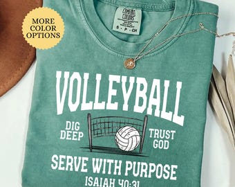 Comfort Colors Volleyball Serve with Purpose Shirt, Christian Volleyball Tshirt, Volleyball Coach Tee, Volleyball Player Gift, Sport Mom Tee