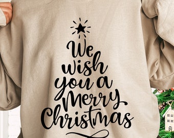 We Wish You A Merry Christmas Sweatshirt, Christmas Tree Sweatshirt, Family Christmas Sweater, Xmas Gift, Winter Sweatshirt, Holiday Hoodie