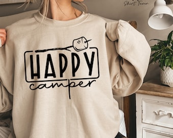Happy Camper Sweatshirt, Camping Sweatshirt For Women, Camp Sweater, Camp Life Sweatshirt,Adventure Sweatshirt,Nature Sweatshirt,Camper Gift