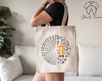 Pi Day Tote Bag, Pi Symbol Tote Bag, Pi Day Gift, Math Teacher Tote Bag, Canvas Tote, Happy Pi Day, Math Lover Gift, Gift For Math Teacher