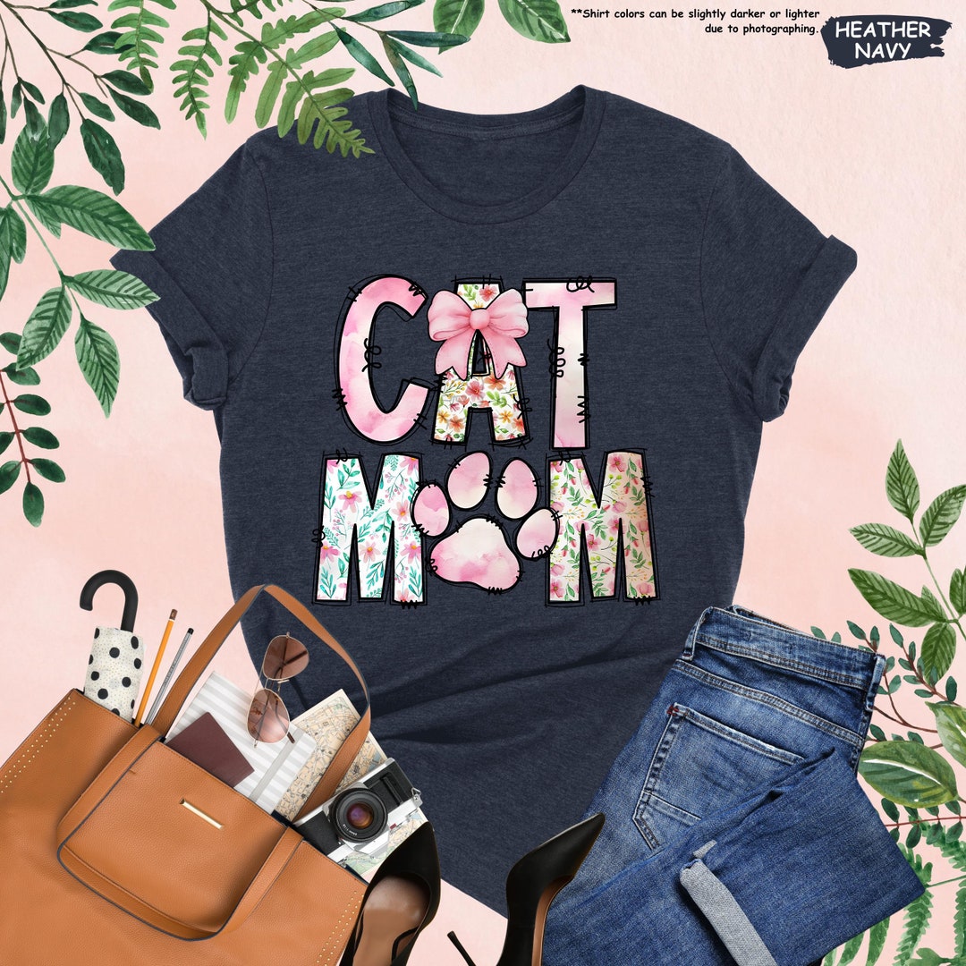 Retro Floral Cat Mom Shirt, Coquette Cat Mom Shirt, Cat Mama Shirt ...