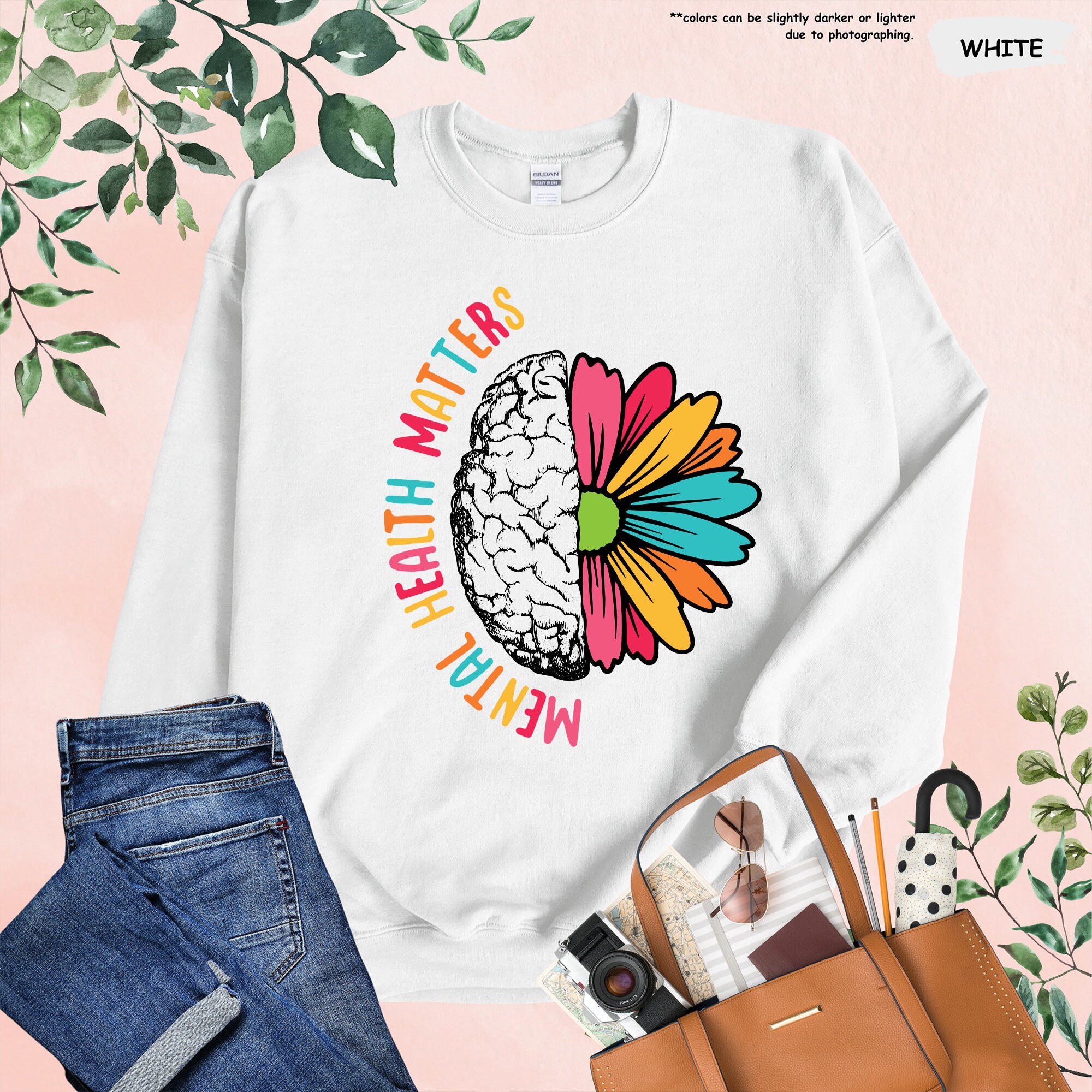 Mental Health Matters Shirt, Floral Brain Shirt, Mental Health ...