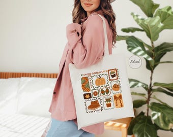 Cozy Fall Tote Bag, Pumpkin Tote Bag, Autumn Bag, Fall Lover Tote, Coquette Fall Tote, Fall Season Gift, Fall Vibes, Canvas Tote Bag
