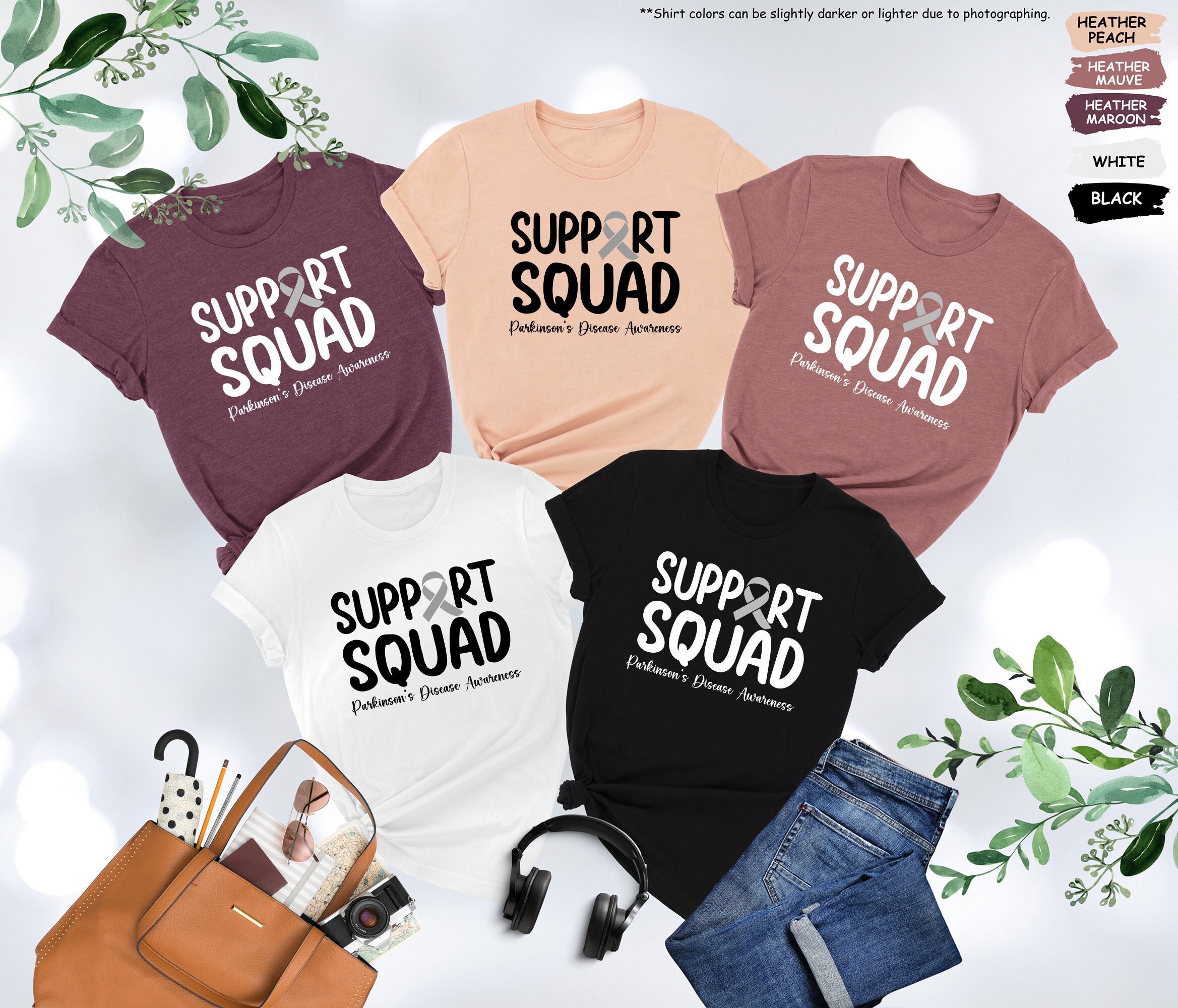 Support Squad Parkinson's Disease Awareness Shirt, Silver Ribbon Shirt, Parkinsons Awareness, Motivational Shirt, Parkinsons Disease Shirt