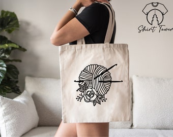 Knitting Tote Bag, Knitting Gift, Knitter Tote Bag, Knit Tote, Mom Life Bag, Canvas Tote Bag, Reusable Bag, Shoulder Bag,Knitting Lover Gift