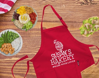Personalized Apron, Custom Name Apron, Kitchen Apron, Made With Love, Apron For Woman, Baking Gift, Cooking Apron, Chef Apron, Kitchen Gift