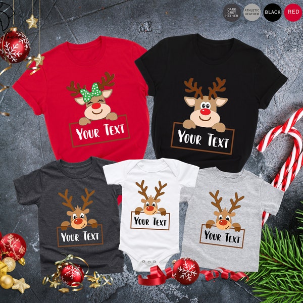 Reindeer Family Christmas Shirts, Custom Christmas Family Shirt,Matching Family Shirts,Reindeer Shirt,Christmas Gift,Matching Christmas Tee