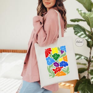 Boho Floral LGBT Tote Bag, Rainbow Flowers Bag, Gay Pride Totes, Pride Month Gift Bags, Lesbian Tote Bag, Canvas Tote Bag, Transgender Gifts