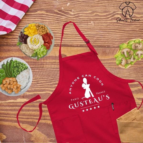 Anyone Can Cook Gusteau's Apron, Chef Apron, Cooking Apron, Baking Apron, Cooking Gift, Baker Gift, Apron For Mom,Kitchen Gift,Gift For Chef