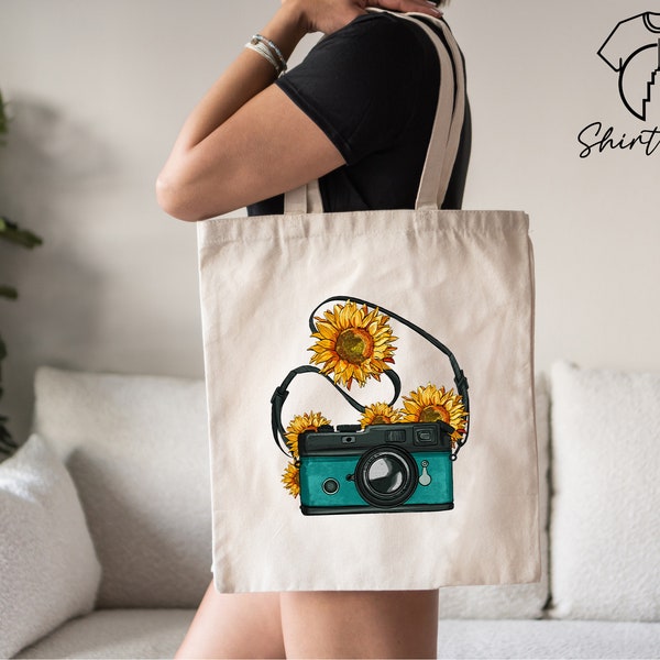 Floral Camera Tote Bag, Photographer Tote Bag,Photography Bag,Gift For Photographer,Canvas Tote Bag,Camera Gift,Floral Tote Bag,Reusable Bag