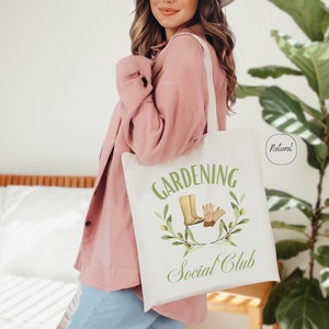 Gardening Tote Bag, Gardener Tote Bag, Plant Lover Gift For Plant Lady, Plant Mom Tote Bag,Gardening Social Club,Reusable Tote Bag,Plant Bag