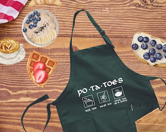 Taters Po-ta-toes Boil 'em Mash 'em Stick 'em In A Stew Apron, Kitchen Apron,Funny Apron,Cooking Apron,Chef Apron,Apron For Mom,Kitchen Gift