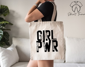 Girl Power Tote Bag, Feminist Tote Bag, Canvas Tote Bag, Womens Day Gift, Boss Lady Bag, Strong Woman Gift, Gift For Feminist, Reusable Bag
