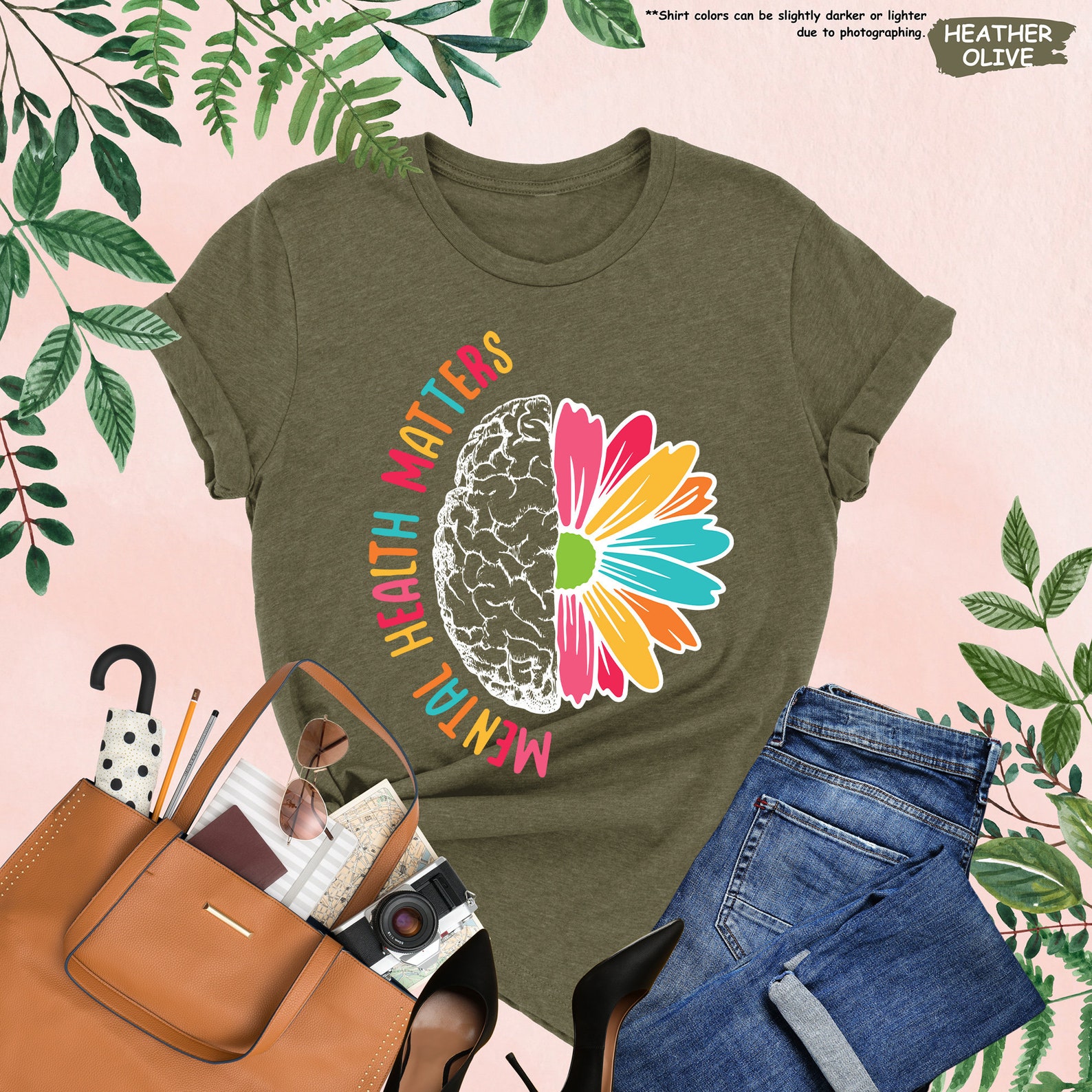 Mental Health Matters Shirt, Floral Brain Shirt, Mental Health ...