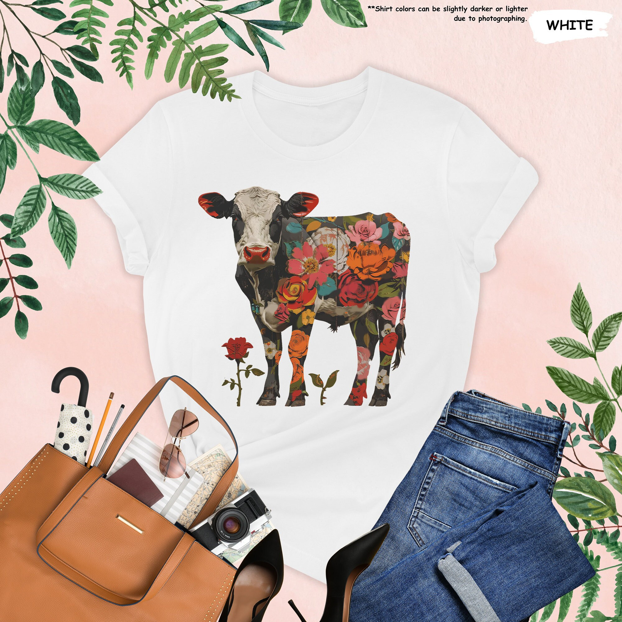 Floral Cow Shirt, Cute Cow Shirt, Rose Shirt, Cow Lover Shirt, Cow Farm Shirt, Highland Cow Shirt,Farmer Shirt,Animal Lover Gift,Country Tee