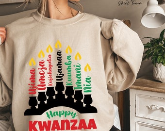 Happy Kwanzaa Sweatshirt, African Sweatshirt, African Holiday Sweat, Black Culture Sweatshirt, Kwanzaa Celebration Sweater,Black Family Gift