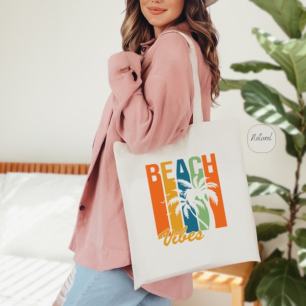 Beach Vibes Tote Bag, Summer Tote Bag, Beach Tote Bag, Summer Bag, Beach Tote, Summer Holiday Tote, Palm Tree, Beach Lover Gift, Beach Gifts