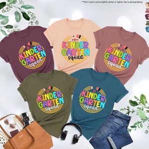 a group of t - shirts with the words kinder garden on them