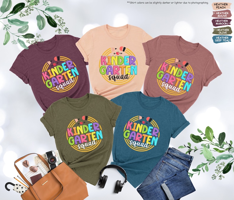 a group of t - shirts with the words kinder garden on them