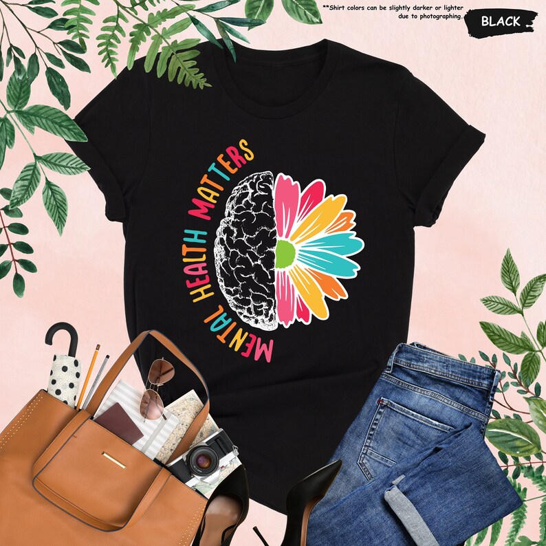 Mental Health Matters Shirt, Floral Brain Shirt, Mental Health ...