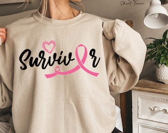 Breast Cancer Survivor Sweatshirt,Breast Cancer Sweater,Pink Ribbon Sweatshirt,Breast Cancer Awareness,Cancer Warrior Sweatshirt,Cancer Gift