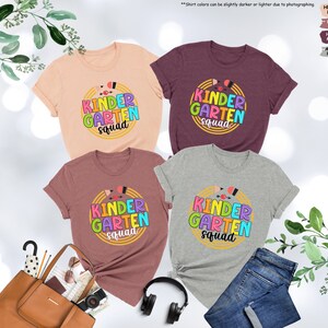 three t - shirts with the words kinder garden on them