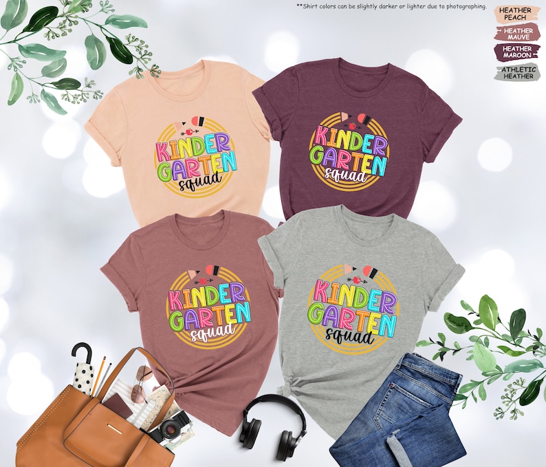 three t - shirts with the words kinder garden on them