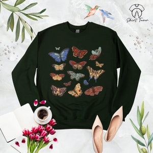 Butterfly Sweatshirt, Butterfly Crewneck, Butterfly Lover Gift, Colorful Butterflies, Botanical Sweatshirt,Nature Lover Sweat,Butterfly Gift image 5