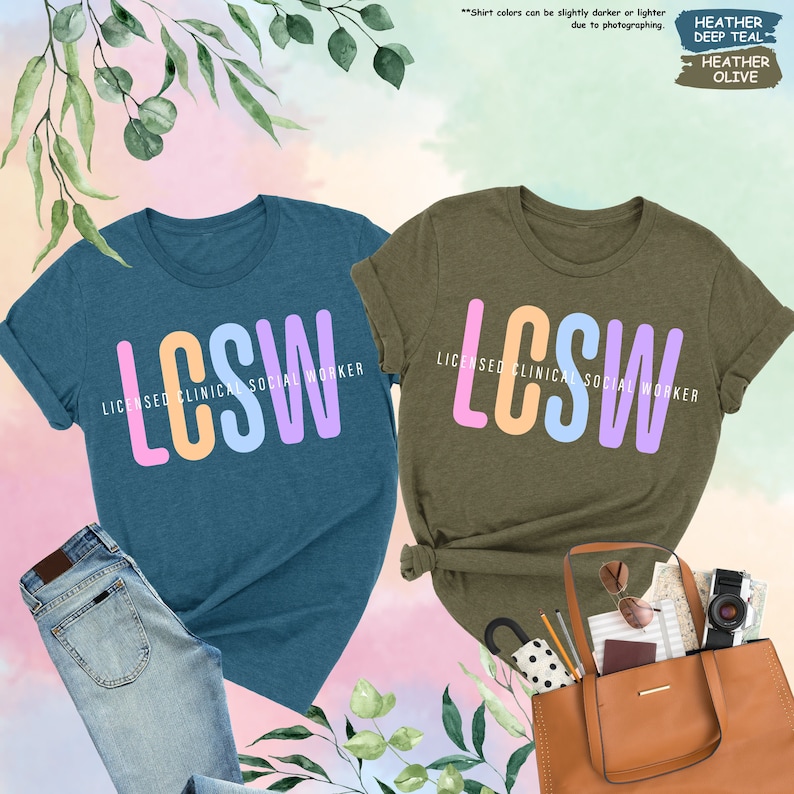 a couple of t - shirts that are next to a purse