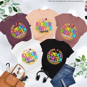 a group of t - shirts with the words kinder garden on them