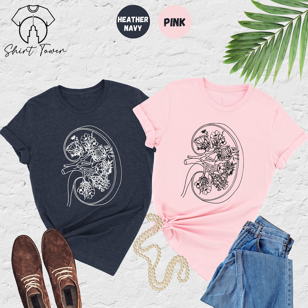 Kidney Anatomy Shirt,floral Kidney Tee,kidney Transplant Shirt,kidney ...