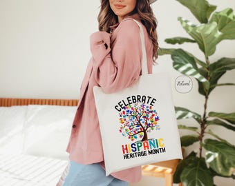 Celebrate Hispanic Heritage Month Tote Bag, Latina Countries Flags, Latina Woman Tote Bag, Mexican Tote Bag, Spanish Gift,Latin American Bag