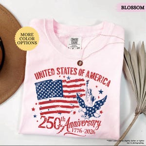 Comfort Colors United States of America 250th Anniversary Shirt, USA 250 Years Shirt, Retro American Flag Shirt, Patriotic Eagle Shirt afbeelding 13