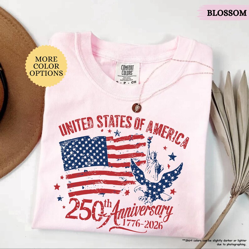 Comfort Colors United States of America 250th Anniversary Shirt, USA 250 Years Shirt, Retro American Flag Shirt, Patriotic Eagle Shirt afbeelding 13