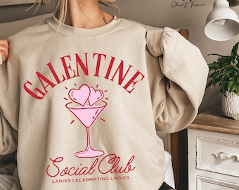 Galentine Social Club Sweatshirt, Galentines Day Sweater, Valentines Day Gift For Women, Girls Valentine Sweater, Trendy Valentines Gift