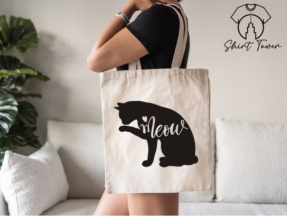 Cat Bag, Cat Mom Tote Bag, Meow Tote Bag, Cat Lover Bag, Canvas Tote Bag, Cute Cat Tote, Reusable Bag, Animal Lover Bag, Gift For Cat Owner